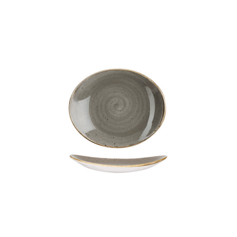 STONECAST – PEPPERCORN GREY – OVAL PLATE – 19.2CM (12)