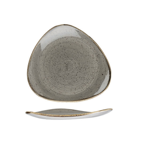 STONECAST – PEPPERCORN GREY 19.2CM TRIANGLE PLATE (12)