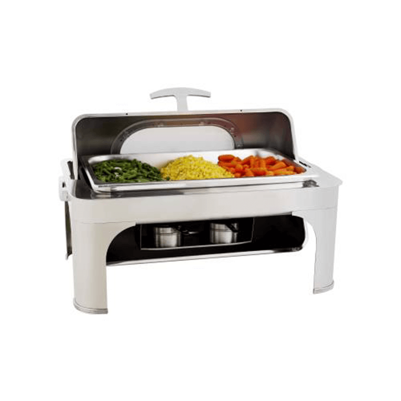 CHAFING DISH RECTANGULAR – ROLL TOP WITH GLASS LID 8.5LT