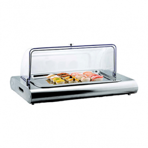 TIGER COLD DISPLAY SWATCH STAINLESS STEEL AND POLYCARBONATE WITH COVER AND TWO ICE PACKS 608 x 433 x 284mm