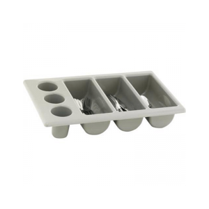 GREY 3 DIVISION CUTLERY TRAY - 500 X 300MM