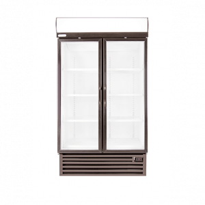 STAYCOLD DOUBLE GLASS DOOR FREEZER W/ S/S SIDES AND GREY TRIM