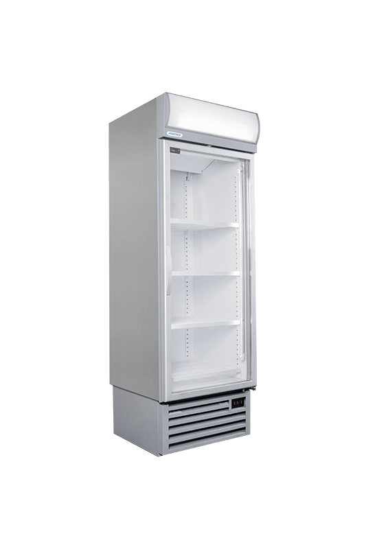 STAYCOLD SINGLE HINGE DOOR COOLER W/ S/S SIDES, EC FANS AND GREY TRIM