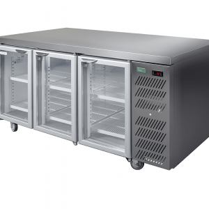 STAYCOLD GLASS HINGED DOOR UNDERBAR WITH FLAT TOP