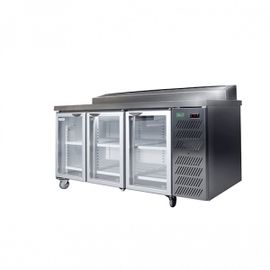 STAYCOLD GLASS HINGED DOOR UNDERBAR WITH PIZZA TOP