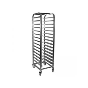 MOBILE TRAY TROLLEY S/STEEL - 15 SHELVES