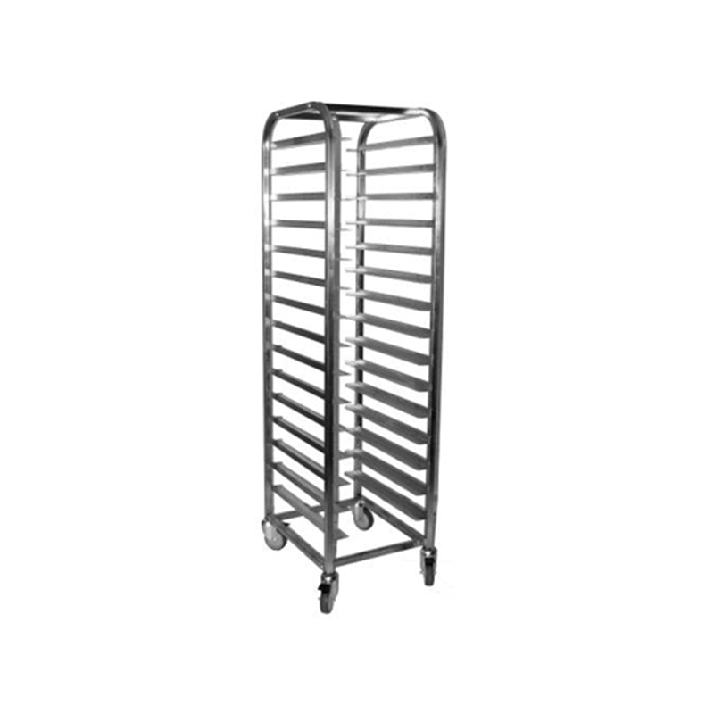 MOBILE TRAY TROLLEY S/STEEL – 15 SHELVES