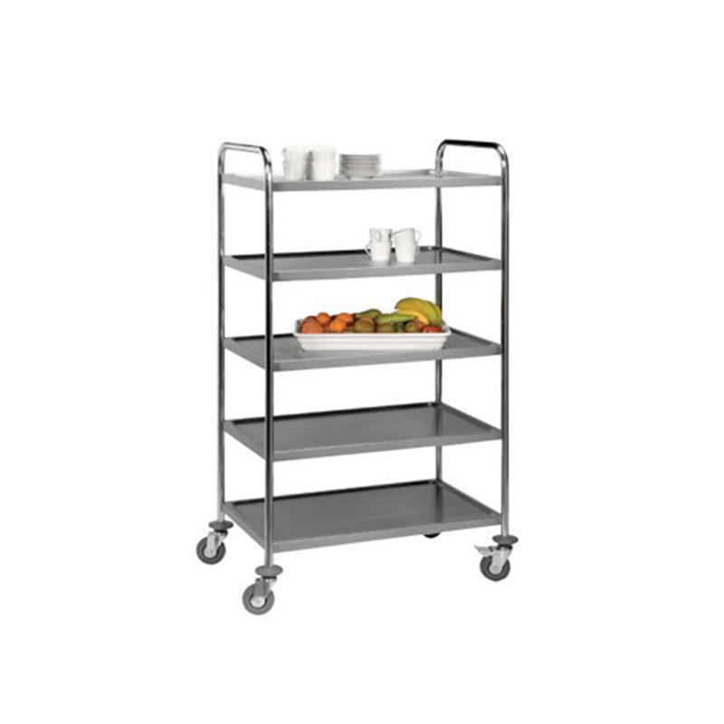 GLOBAL 5 SHELF STAINLESS STEEL TEA TROLLEY – 1540 x 850 x 540mm