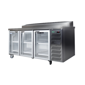 STAYCOLD GLASS HINGED DOOR UNDERBAR WITH PIZZA TOP