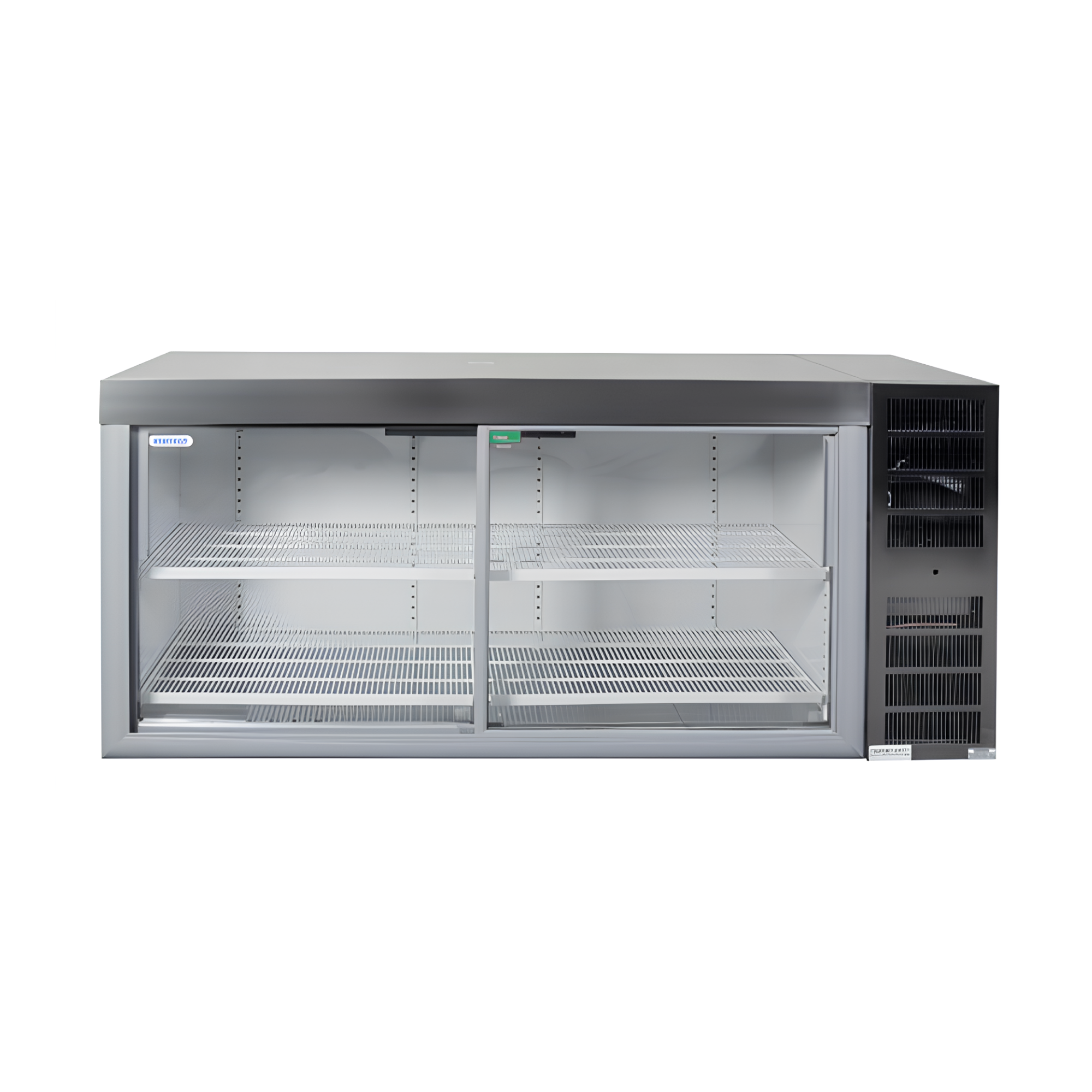 STAYCOLD GLASS SLIDING DOOR UNDERBAR WITH GALVANIZED STEEL EXTERNAL SIDES AND TOP