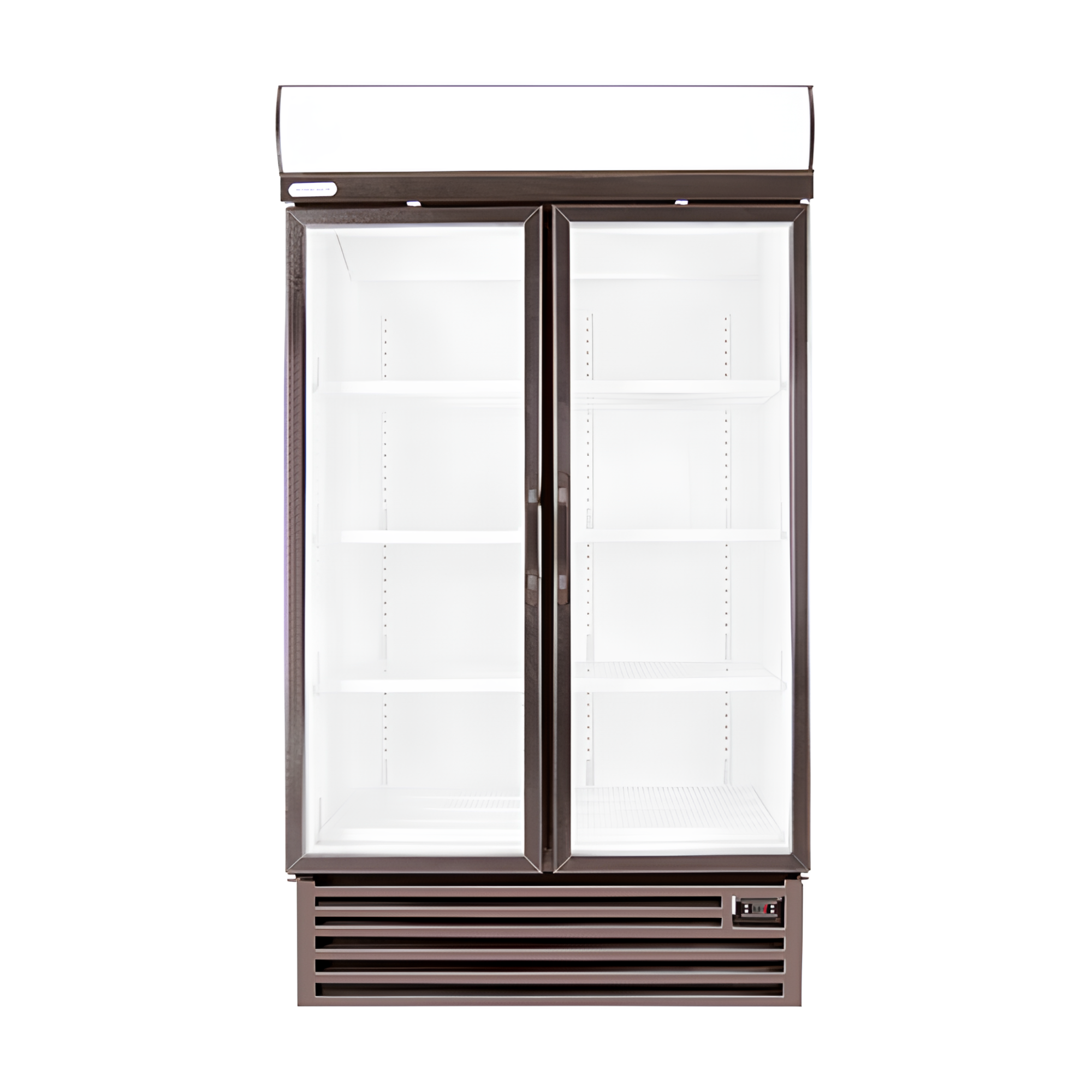 STAYCOLD DOUBLE GLASS DOOR FREEZER W/ S/S SIDES AND GREY TRIM