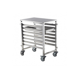 WORKING TABLE S/STEEL - MOBILE - 7 TIER 385MM X 550MM X 900MM