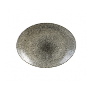 RAKU - QUARTZ BLACK - OVAL COUPE PLATE - 31.7CM X 25.5CM (12)