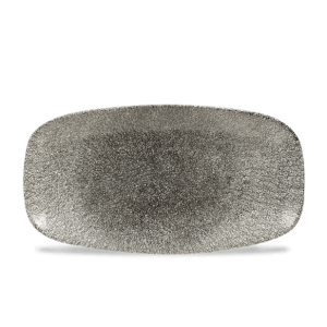 CHURCHILL RAKU QUARTZ BLACK CHEFS' OBLONG PLATE - 29.8x15.3CM (12)