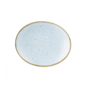 CHURCHILL STONECAST DUCK EGG BLUE OVAL PLATE - 19.2CM (12)