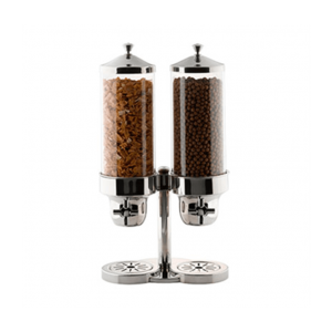 CEREAL DISPENSER DOUBLE S/STEEL - POLYCARBONATE CYLINDER 215MM X 310MM X 595MM 7.4LT