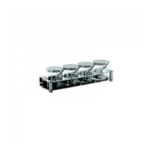 CONDIMENT SET S/STEEL INCLUDES: 4 JARS + SPOONS +TRAY 360MM X 110MM X 107MM 1.47 KG