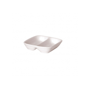 NEW BONE - WHITE - SQUARE 2 COMPT. DISH - 8.5CM (24)