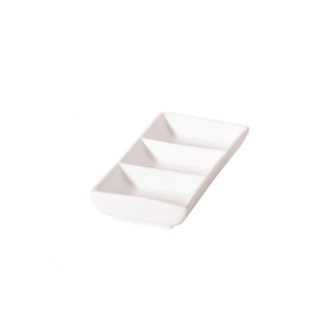 NEW BONE - WHITE - RECTANGLE 3 COMPT. DISH - 12CM (24)