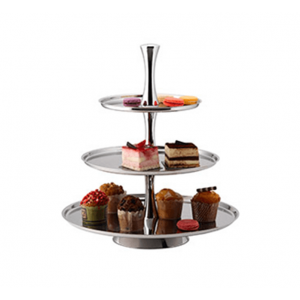 PASTRY STAND - S/STEEL - 3 TIER D438MM X H495MM