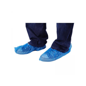 BLUE DISPOSABLE PLASTIC SHOE COVERS - PACK OF 100