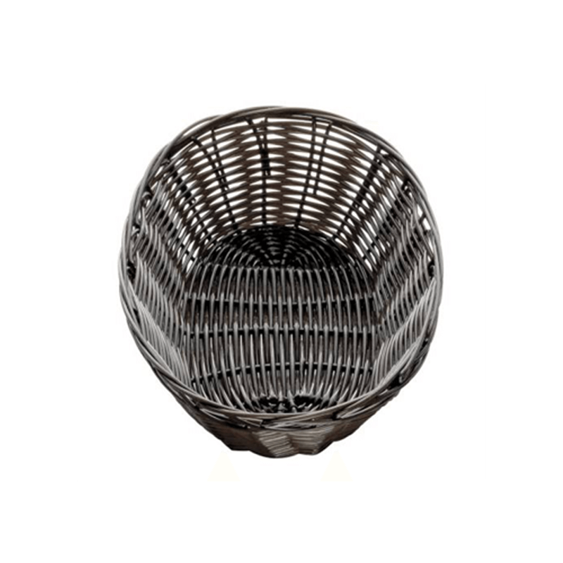 WOVEN PLASTIC DARK BROWN OVAL BREAD BASKET – 230 x 167mm