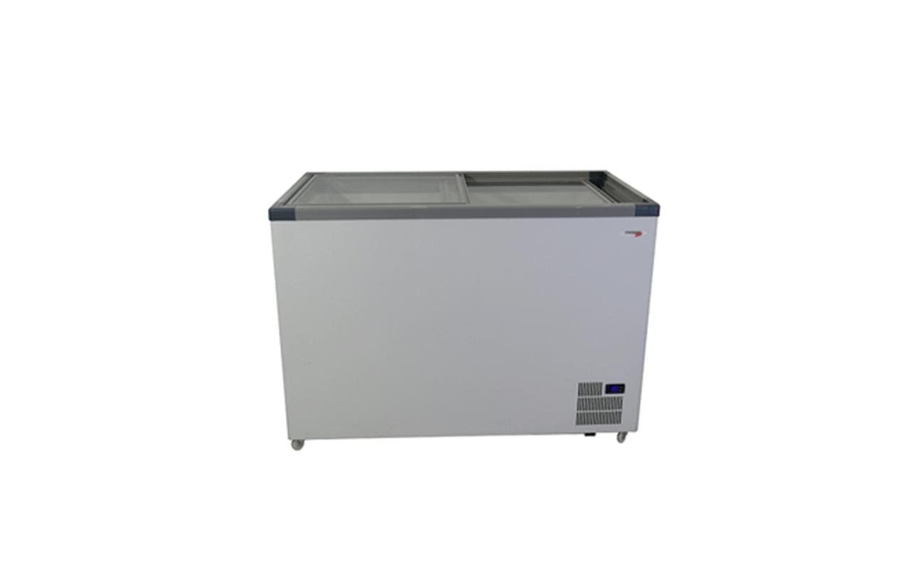 FRIDGESTAR VL525 CHEST FREEZER 520L GLASS SLIDER LOW R290a FAN COND RADIUS CORNERS -18°C