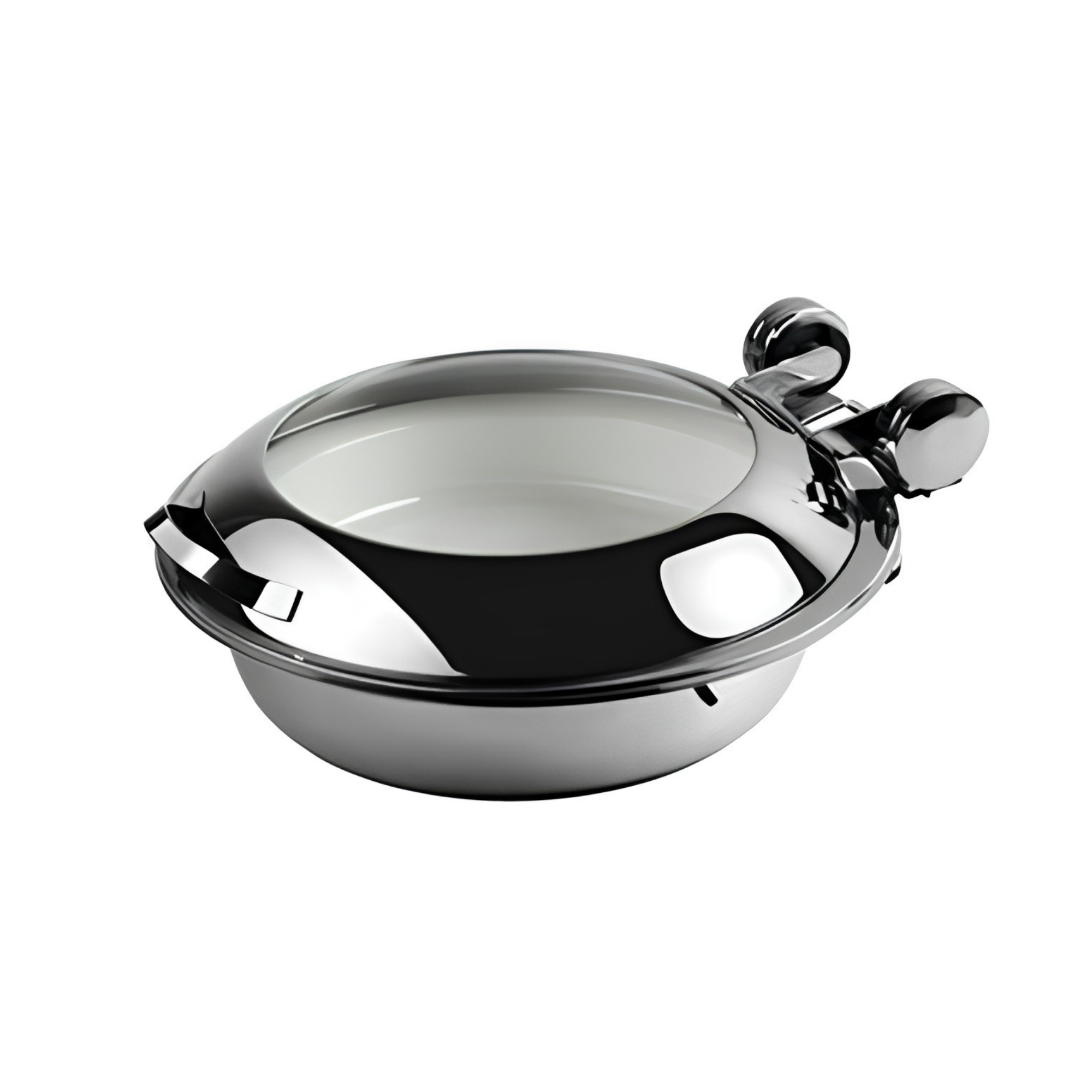 CHAFER INDUCTION ROUND SMART WITH GLASS LID 18/10 S/STEEL (EXCLUDES SPOON) 435MM X 505MM X 202MM