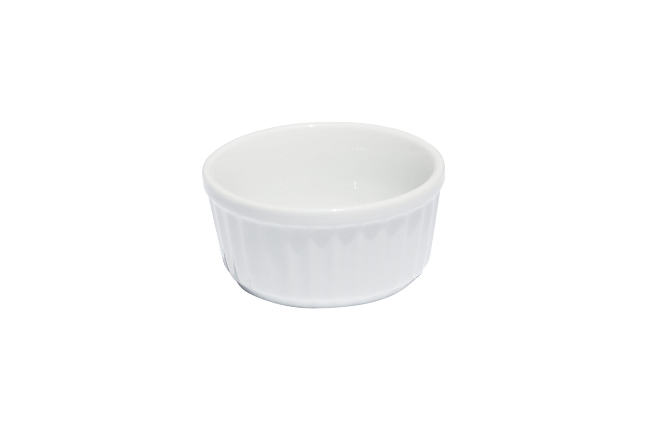 PRIMA – WHITE – RIBBED RAMEKIN – 9CM (24)