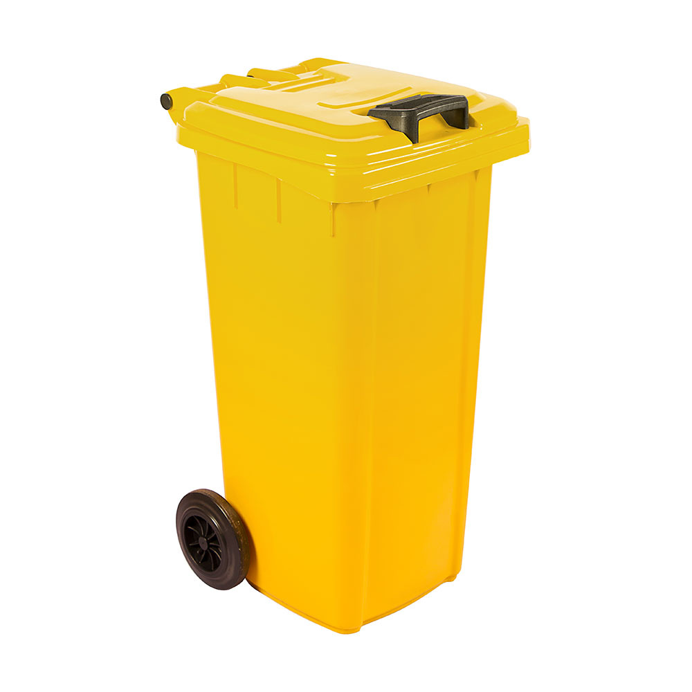 MOBILE REFUSE BIN 120LT (YELLOW) PLASTIC)