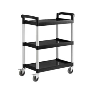 3 TIER PLASTIC TEA TROLLEY - WITHOUT SIDE BINS - 870 X 430 X 940MM