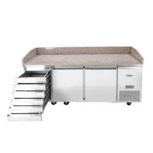 PIZZA FRIDGE WITH GRANITE TOP WITH 2 DOORS & 7 DRAWERS