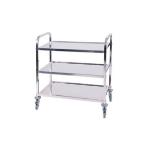 3 TIER STAINLESS STEEL TEA TROLLEY