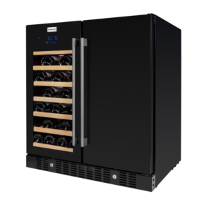 SNOMASTER - 95L + 34 BOTTLE PRO SERIES DOUBLE DOOR WINE/BEVERAGE COOLER - BLACK