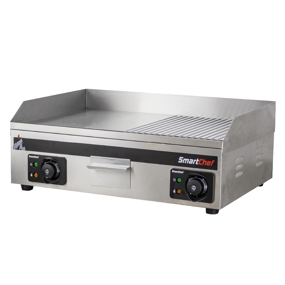 FLAT TOP GRIDDLE - HALF RIBBED - 600MM